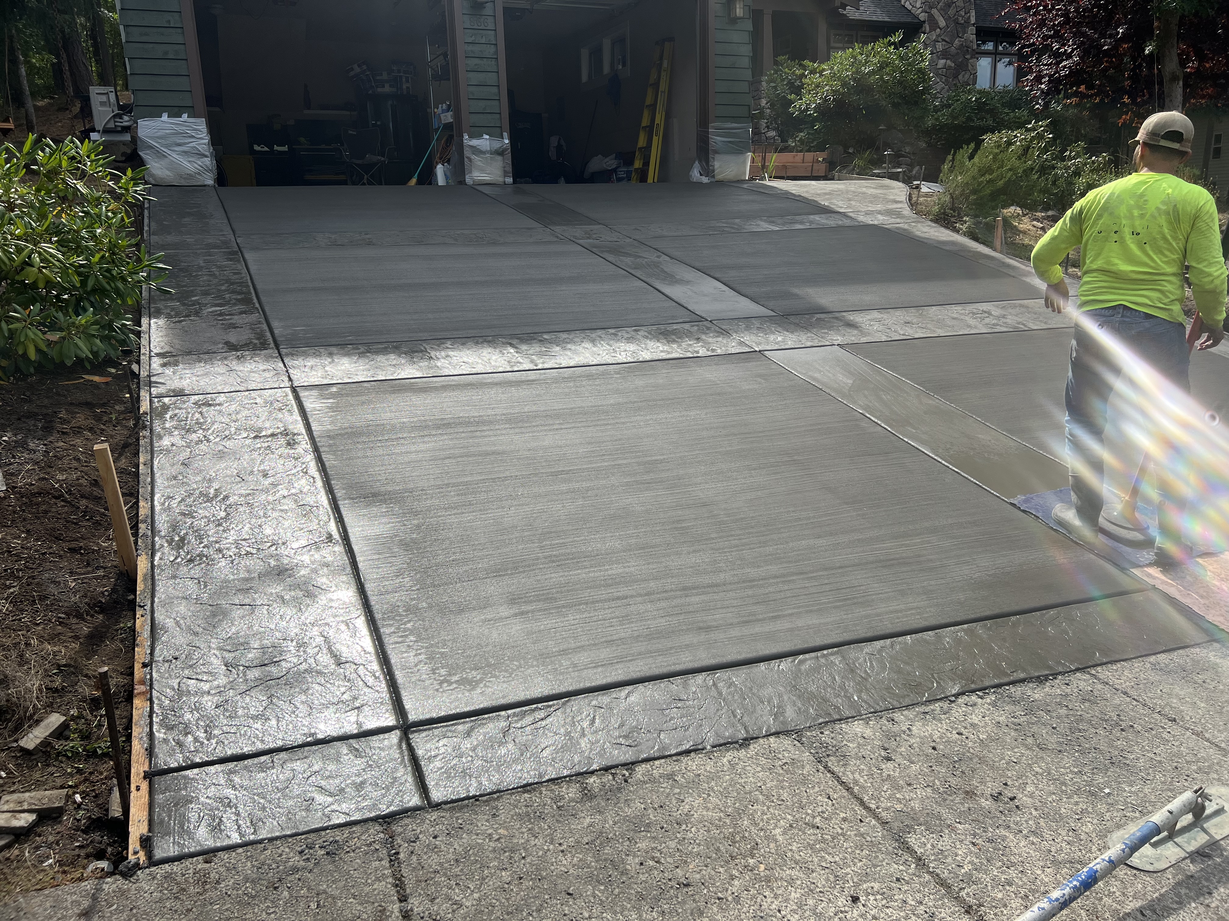 A newly installed concrete driveway in Canby, Oregon