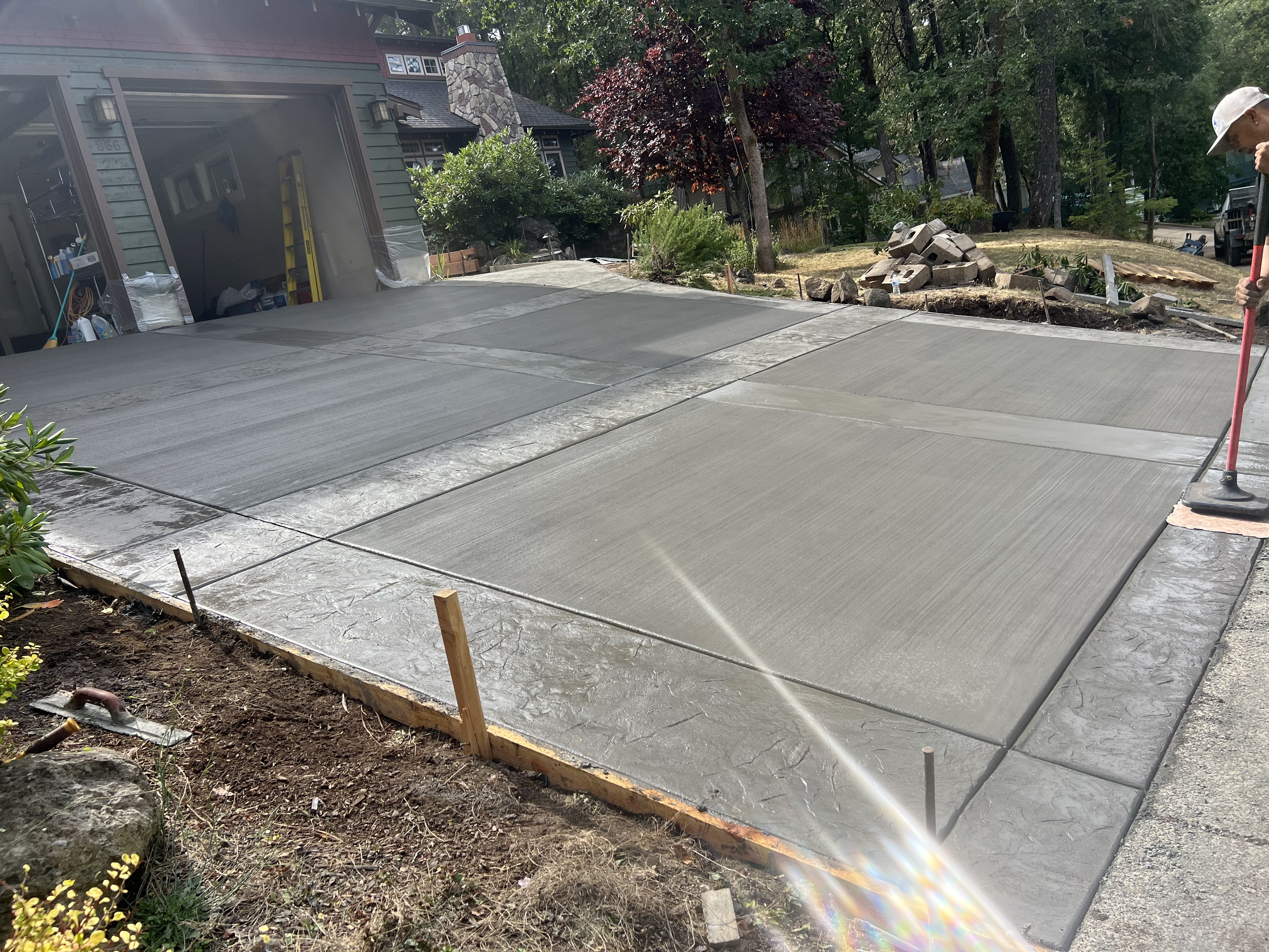 A newly installed concrete driveway in Oregon City, Oregon