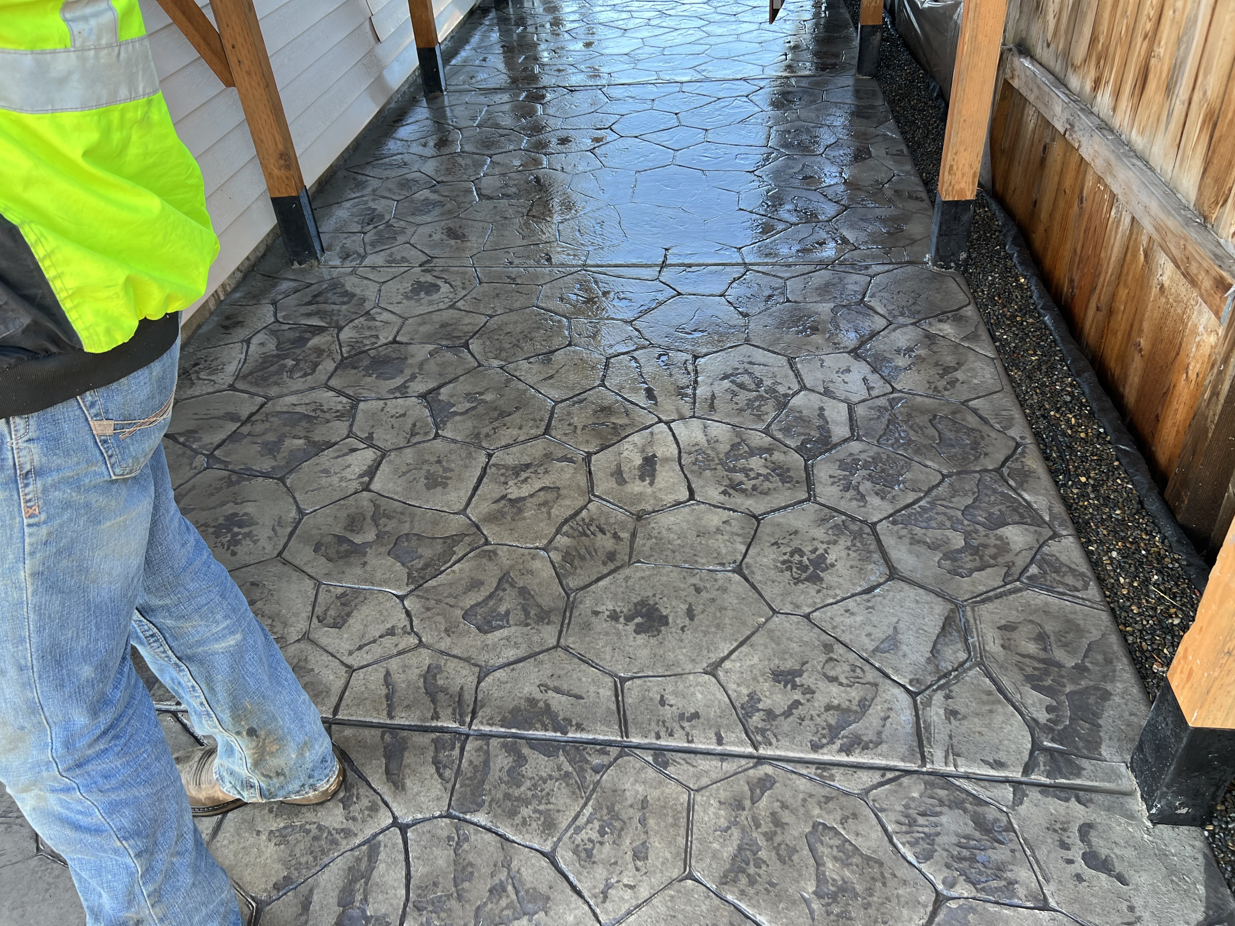 A newly installed concrete Stamped Concrete in Molalla, Oregon