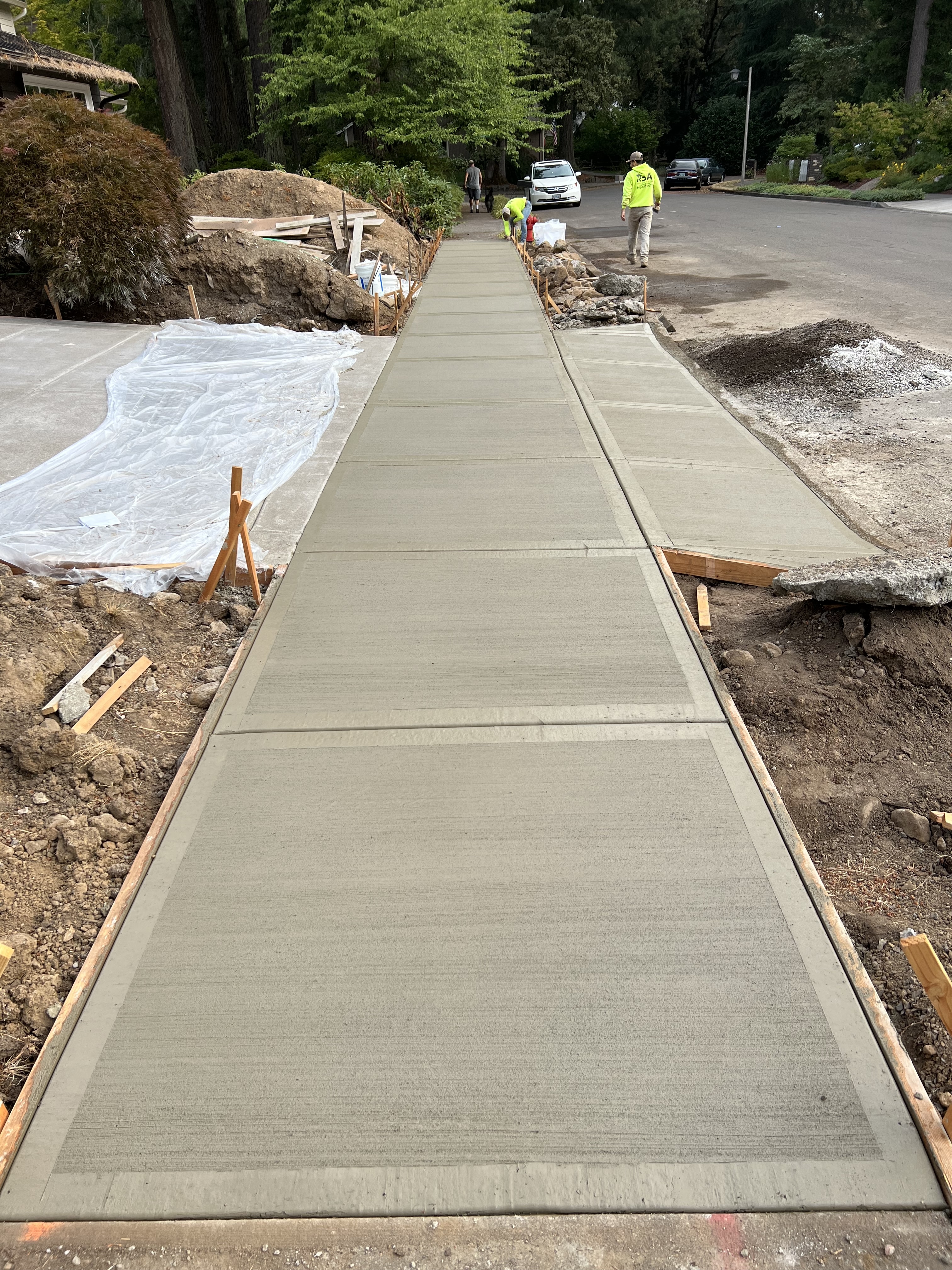 A newly installed concrete SideWalks in Happy Valley, Oregon